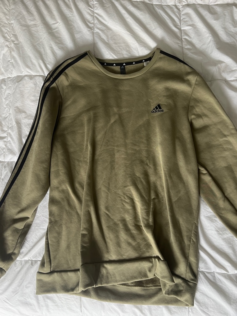 adidas Olive Crewneck Sweatshirt with Black Neck Tape